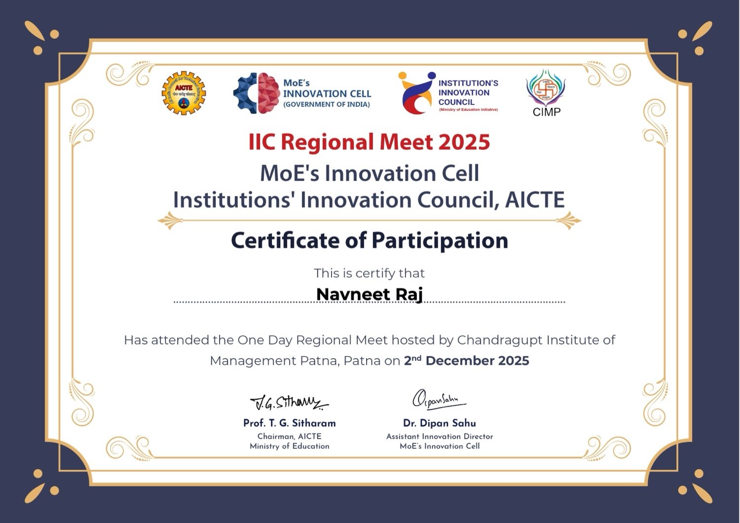 IIC regional meet certificate
